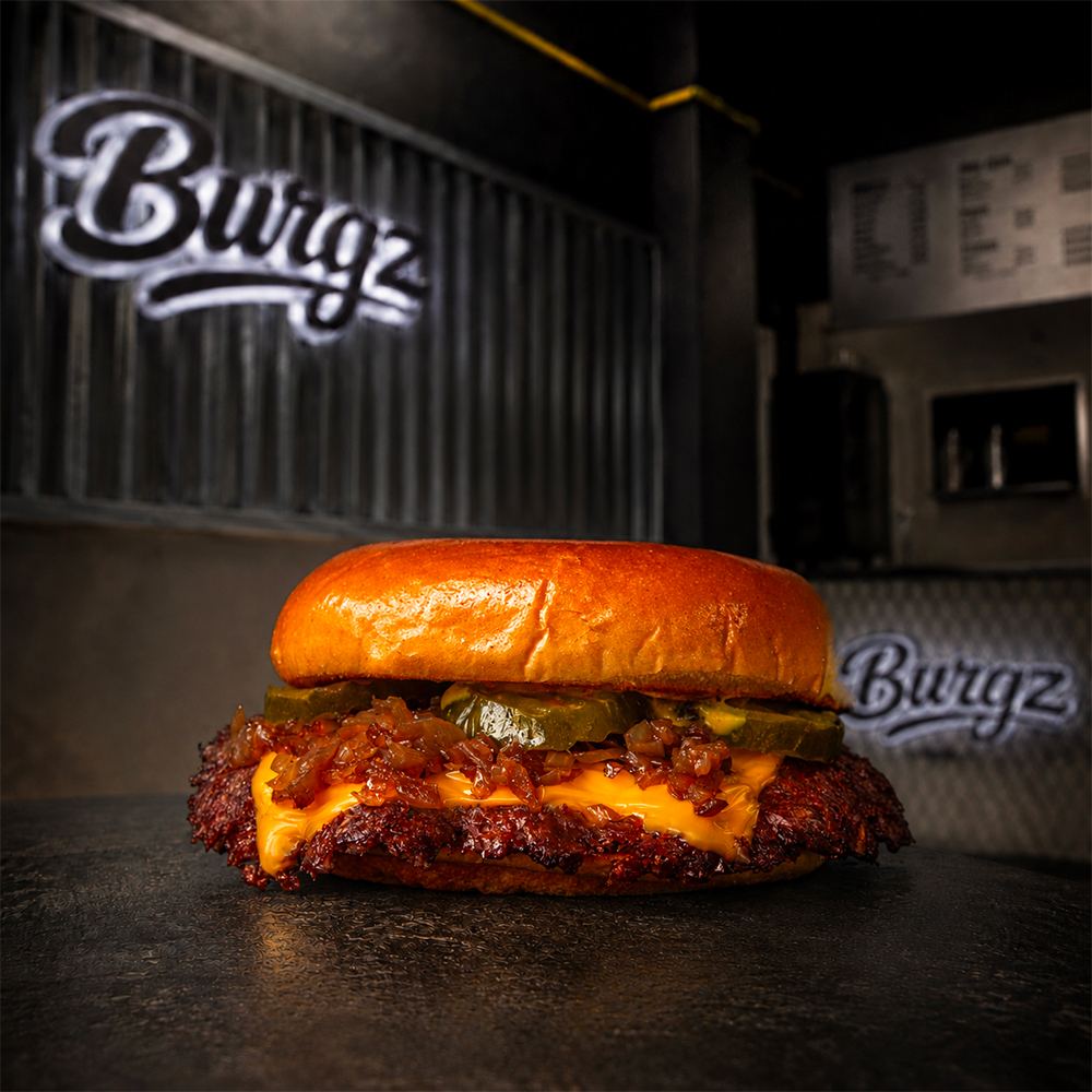 Le Classic, smash burger cheddar, oignons confits et pickles