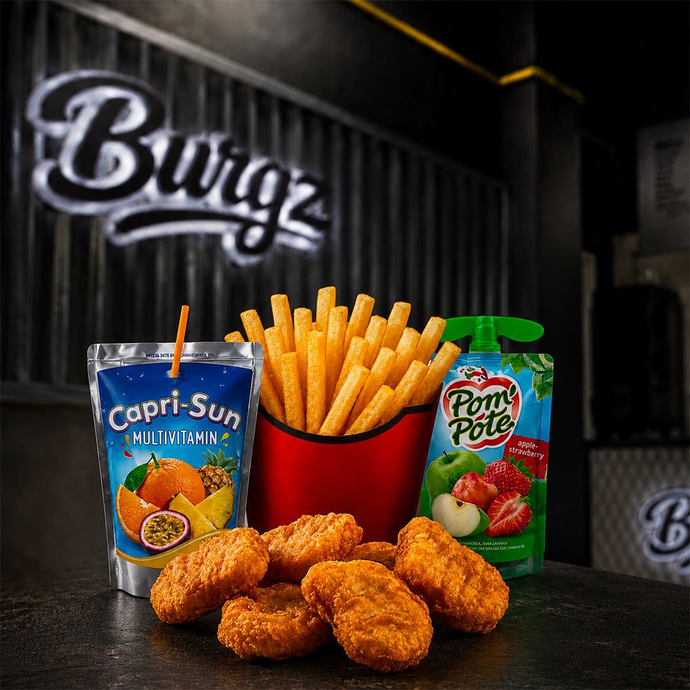 Menu enfant : nuggets, frites, boisson et compote