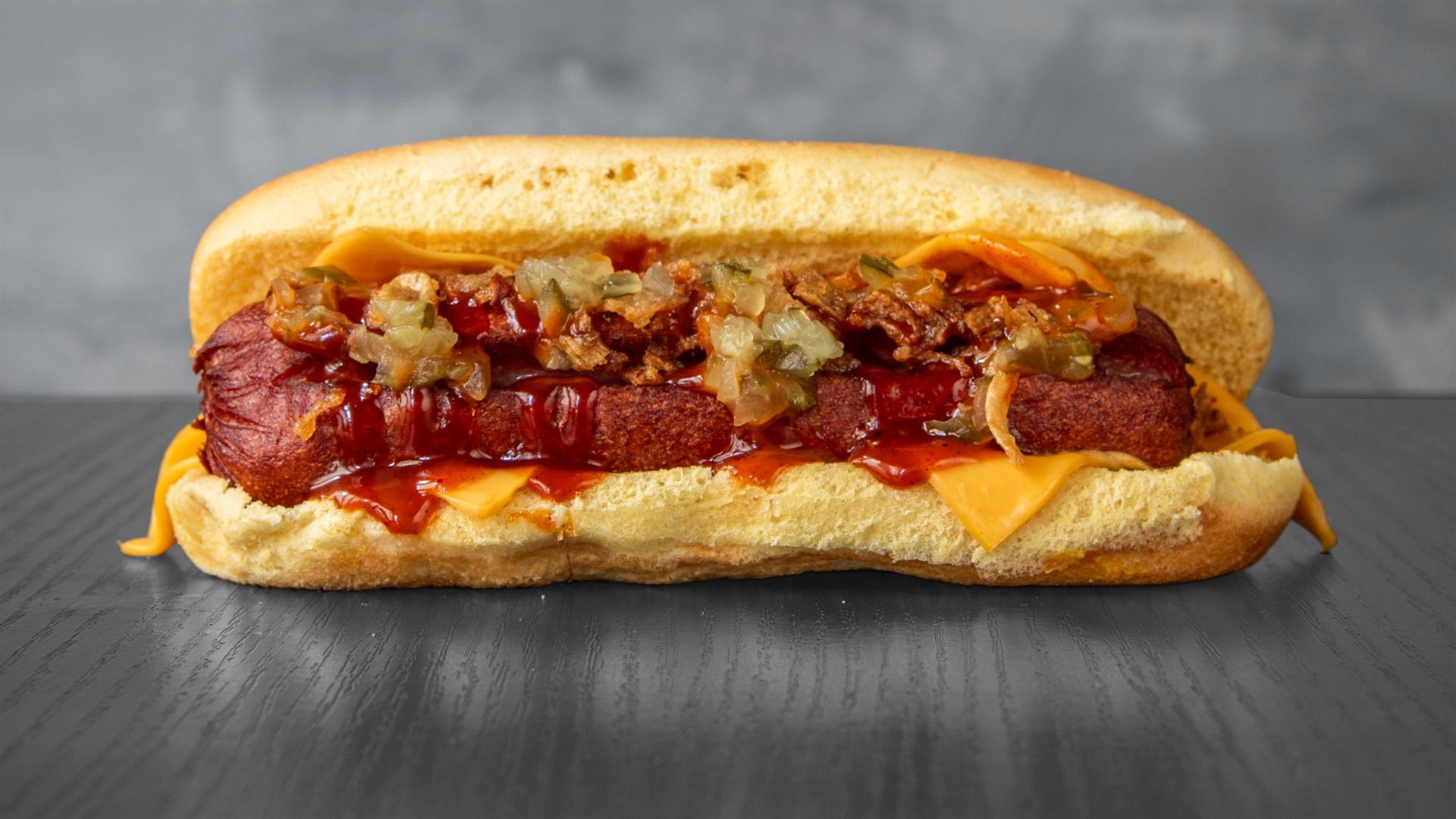 Hot Dog Cheese — cheddar fondu et oignons frits